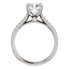 Cushion Double Prong Channel Round Brilliant Moissanite Engagement Ring
