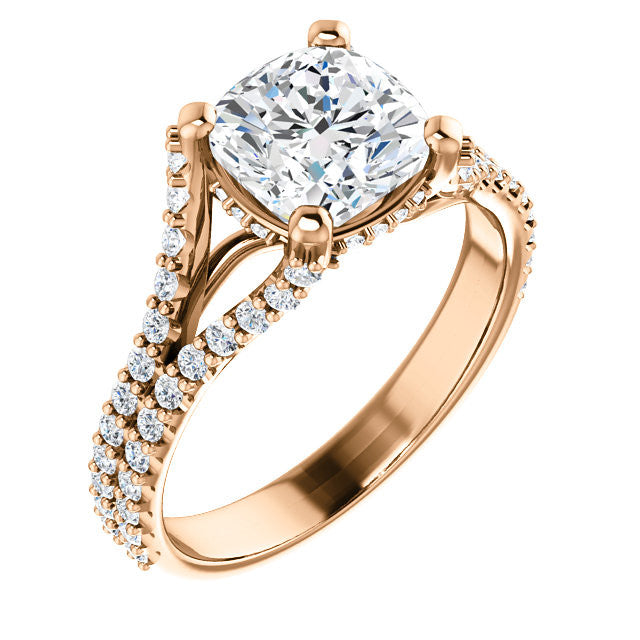 Cushion Split Shank Moissanite Engagement Ring