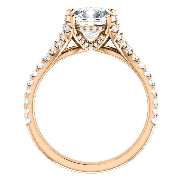 Cushion Split Shank Moissanite Engagement Ring