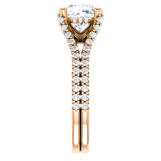Cushion Split Shank Moissanite Engagement Ring