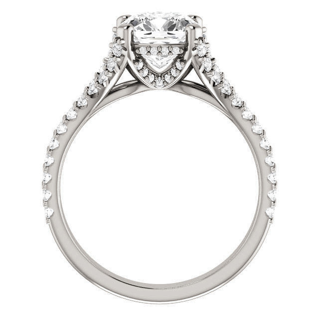 Cushion Split Shank Moissanite Engagement Ring