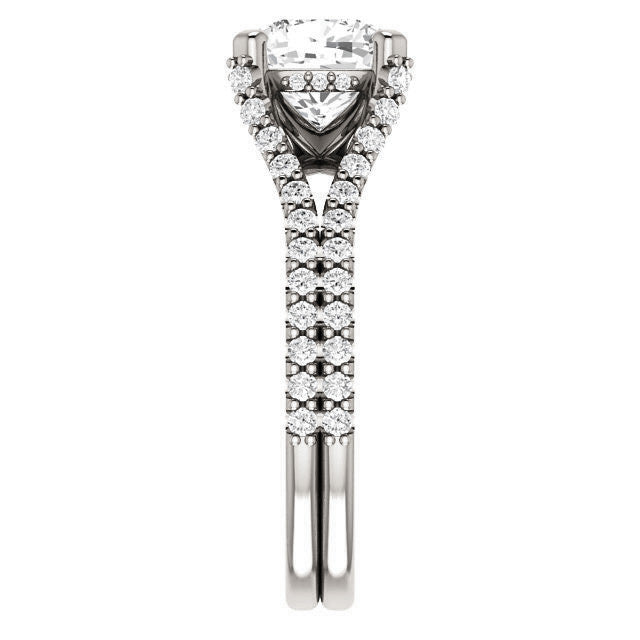 Cushion Split Shank Moissanite Engagement Ring