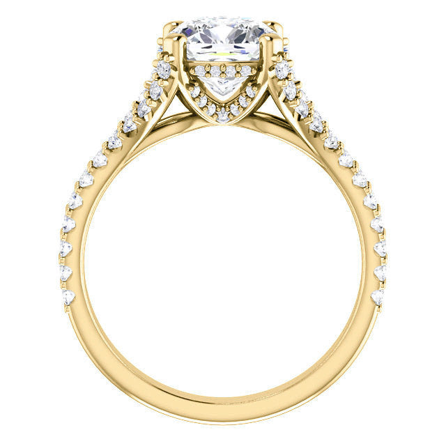 Cushion Split Shank Moissanite Engagement Ring