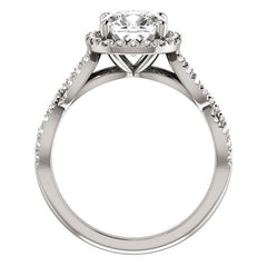 Cushion Moissanite Halo Engagement Ring with Twisted Band