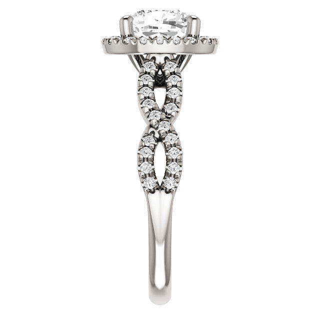 Cushion Moissanite Halo Engagement Ring with Twisted Band