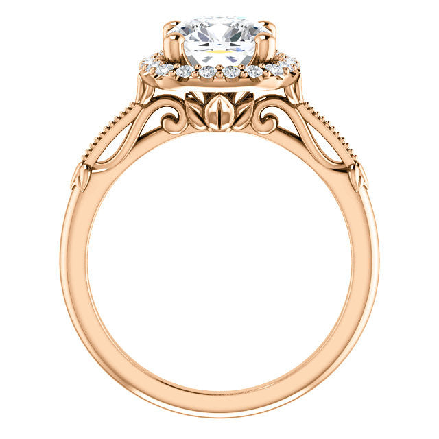 Cushion Split Shank Halo Moissanite Engagement Ring