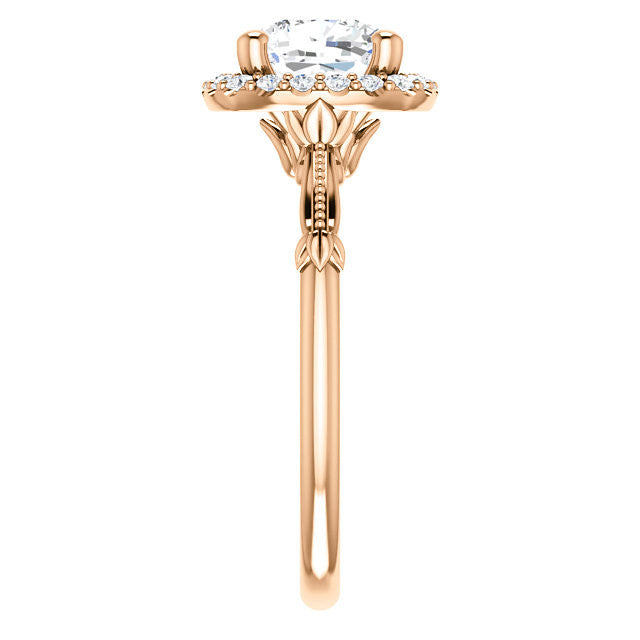 Cushion Split Shank Halo Moissanite Engagement Ring