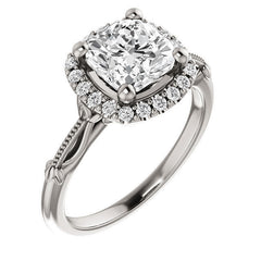 Cushion Split Shank Halo Moissanite Engagement Ring