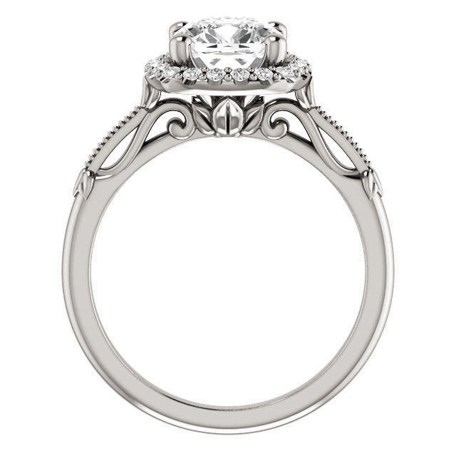 Cushion Split Shank Halo Moissanite Engagement Ring