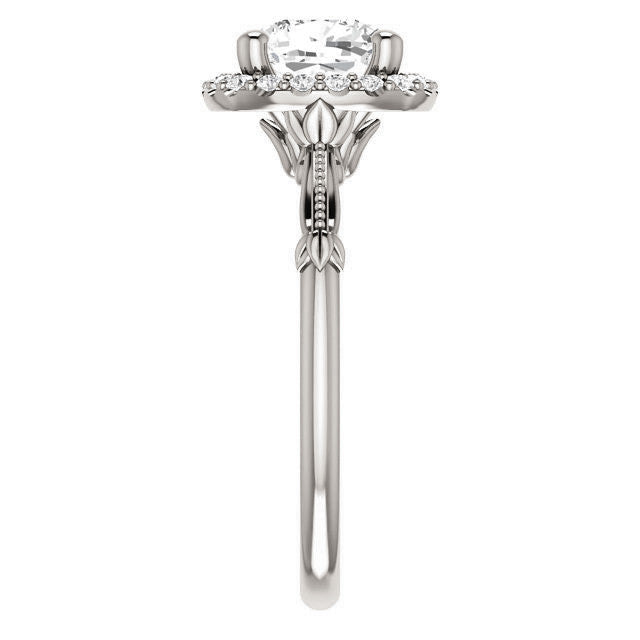 Cushion Split Shank Halo Moissanite Engagement Ring