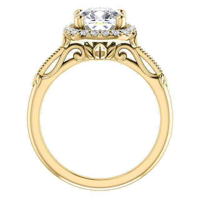 Cushion Split Shank Halo Moissanite Engagement Ring