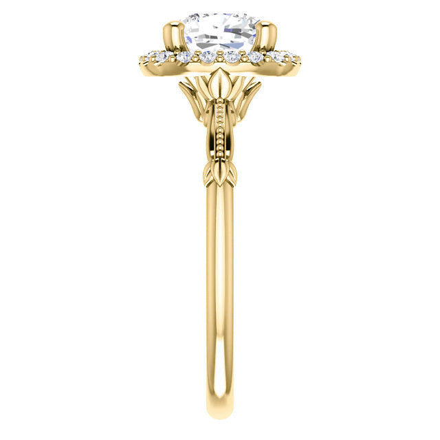 Cushion Split Shank Halo Moissanite Engagement Ring