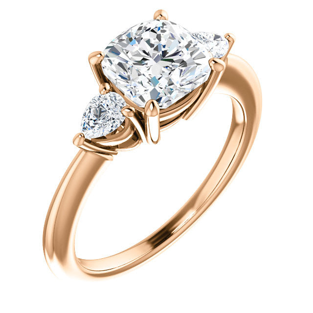 Cushion and Pear Moissanite 3-Stone Ring