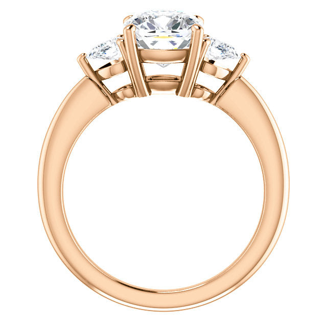 Cushion and Pear Moissanite 3-Stone Ring