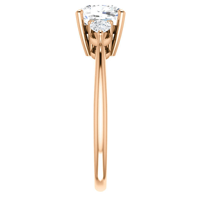 Cushion and Pear Moissanite 3-Stone Ring