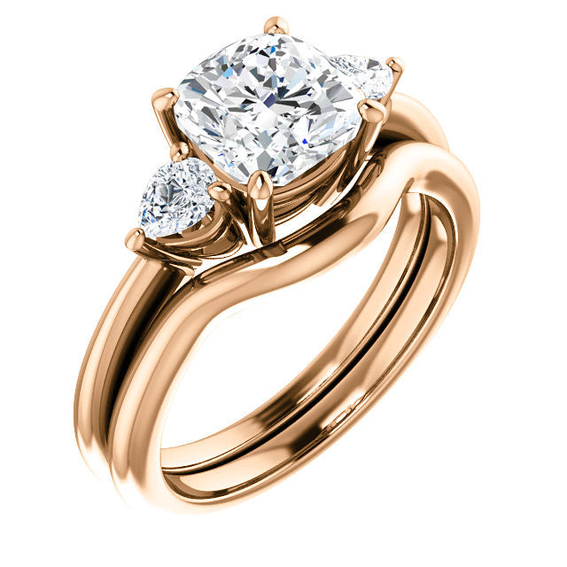 Cushion and Pear Moissanite 3-Stone Ring