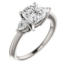 Cushion and Pear Moissanite 3-Stone Ring
