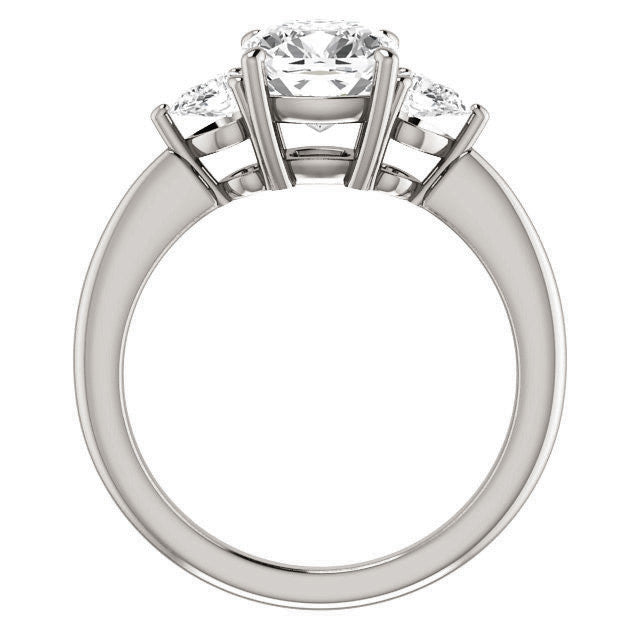 Cushion and Pear Moissanite 3-Stone Ring