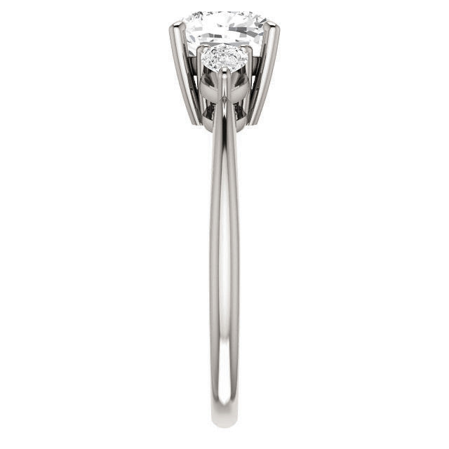 Cushion and Pear Moissanite 3-Stone Ring
