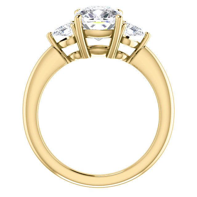 Cushion and Pear Moissanite 3-Stone Ring