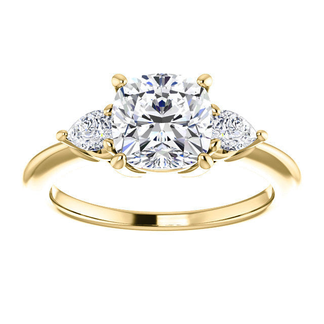 Cushion and Pear Moissanite 3-Stone Ring