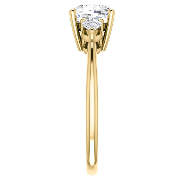 Cushion and Pear Moissanite 3-Stone Ring