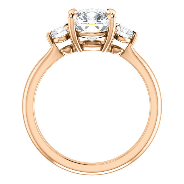 Cushion and Round Brilliant Moissanite 3-Stone Ring