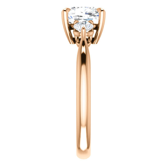 Cushion and Round Brilliant Moissanite 3-Stone Ring