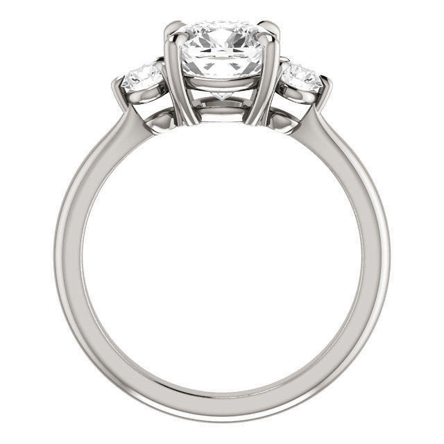 Cushion and Round Brilliant Moissanite 3-Stone Ring