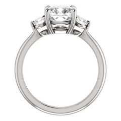Cushion and Round Brilliant Moissanite 3-Stone Ring
