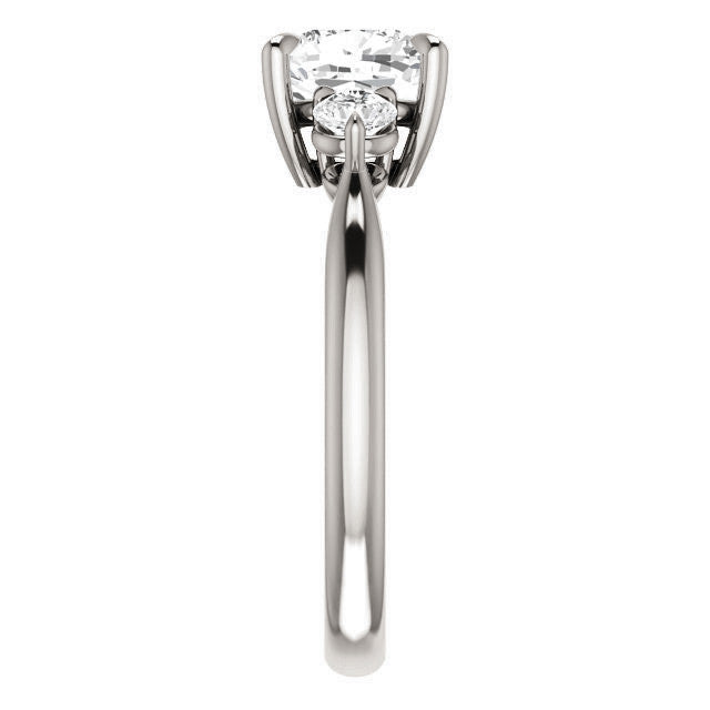 Cushion and Round Brilliant Moissanite 3-Stone Ring