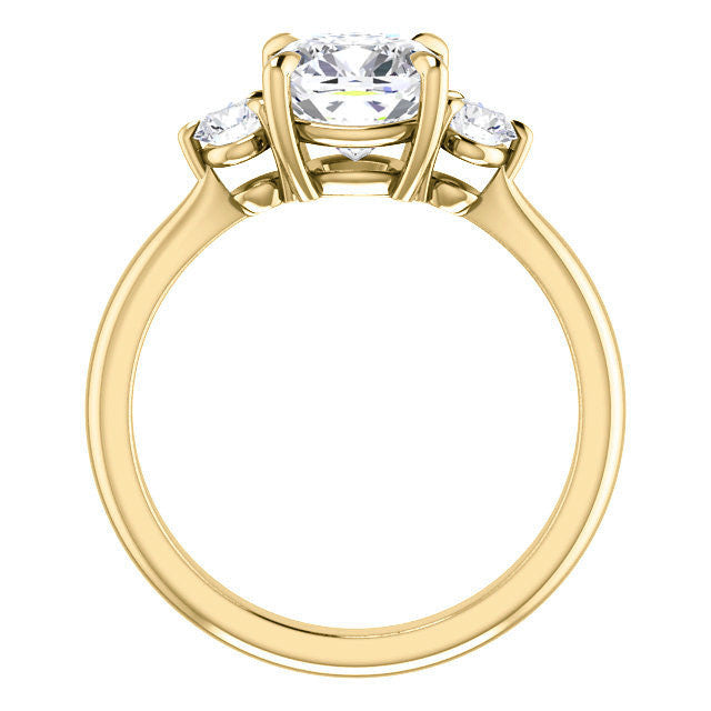 Cushion and Round Brilliant Moissanite 3-Stone Ring