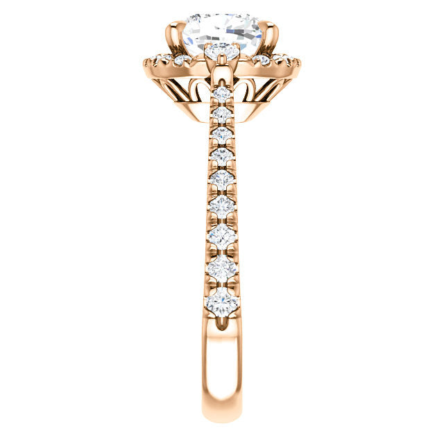 Cushion Moissanite Cathedral Halo Engagement Ring with Claw Prongs