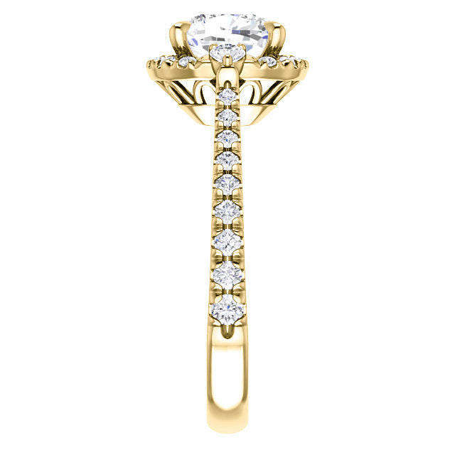 Cushion Moissanite Cathedral Halo Engagement Ring with Claw Prongs