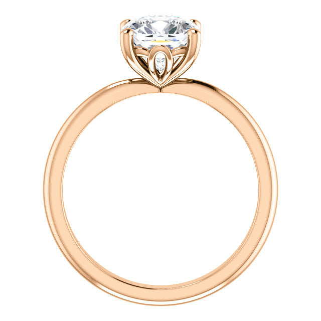 Cushion cut Moissanite Solitaire with Scroll Accent Basket Design