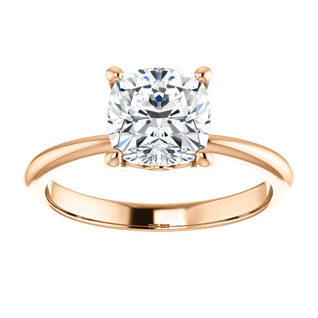 Cushion cut Moissanite Solitaire with Scroll Accent Basket Design
