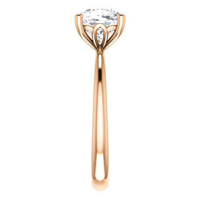 Cushion cut Moissanite Solitaire with Scroll Accent Basket Design