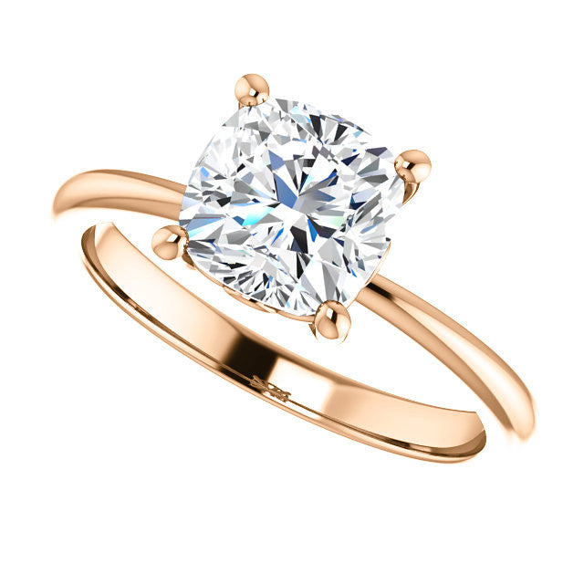 Cushion cut Moissanite Solitaire with Scroll Accent Basket Design