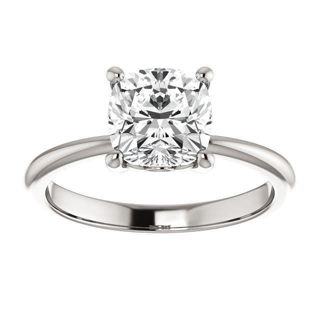 Cushion cut Moissanite Solitaire with Scroll Accent Basket Design
