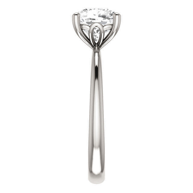 Cushion cut Moissanite Solitaire with Scroll Accent Basket Design