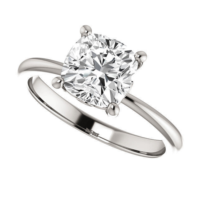 Cushion cut Moissanite Solitaire with Scroll Accent Basket Design
