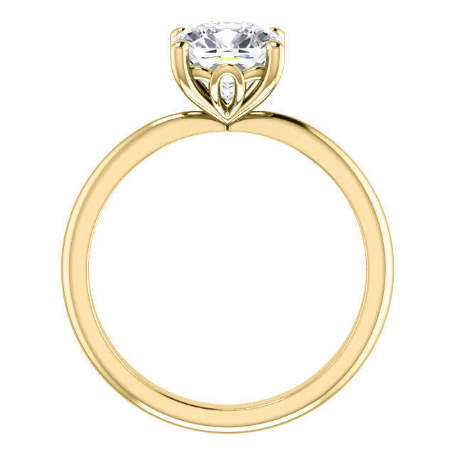 Cushion cut Moissanite Solitaire with Scroll Accent Basket Design