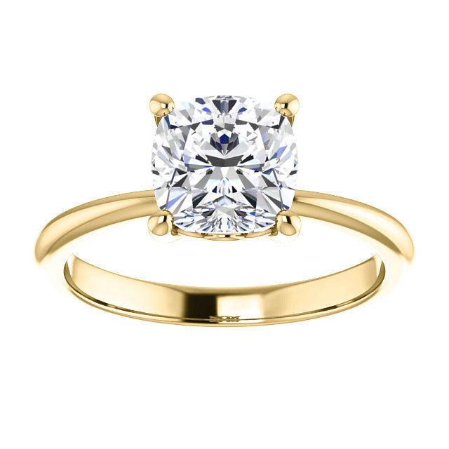 Cushion cut Moissanite Solitaire with Scroll Accent Basket Design
