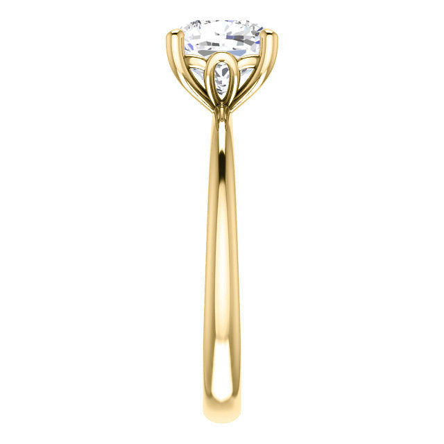Cushion cut Moissanite Solitaire with Scroll Accent Basket Design