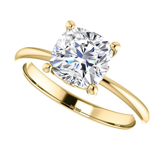 Cushion cut Moissanite Solitaire with Scroll Accent Basket Design