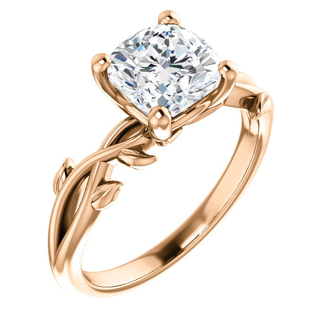 Cushion cut Solitaire with Floral Accents