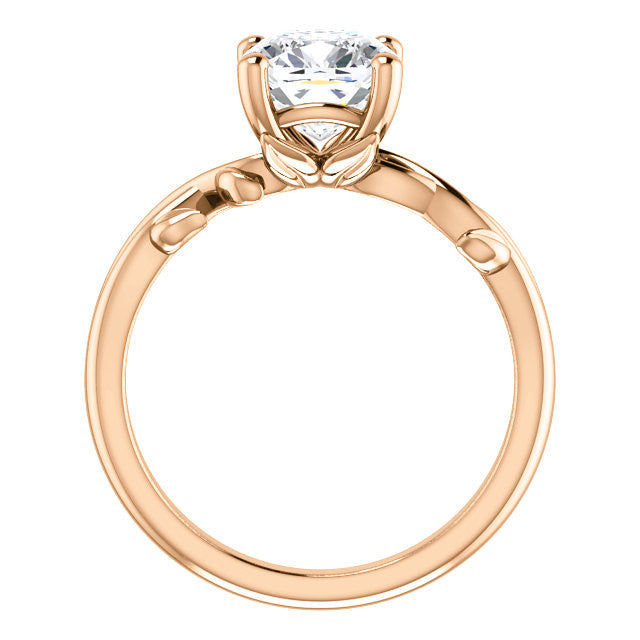 Cushion cut Solitaire with Floral Accents