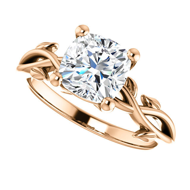 Cushion cut Solitaire with Floral Accents