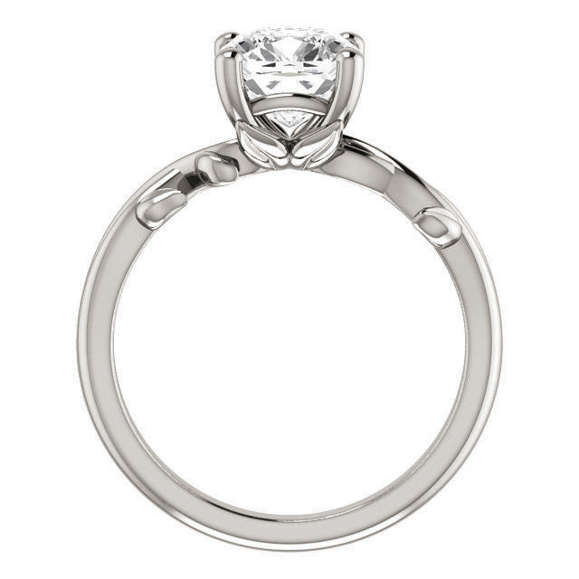 Cushion cut Solitaire with Floral Accents