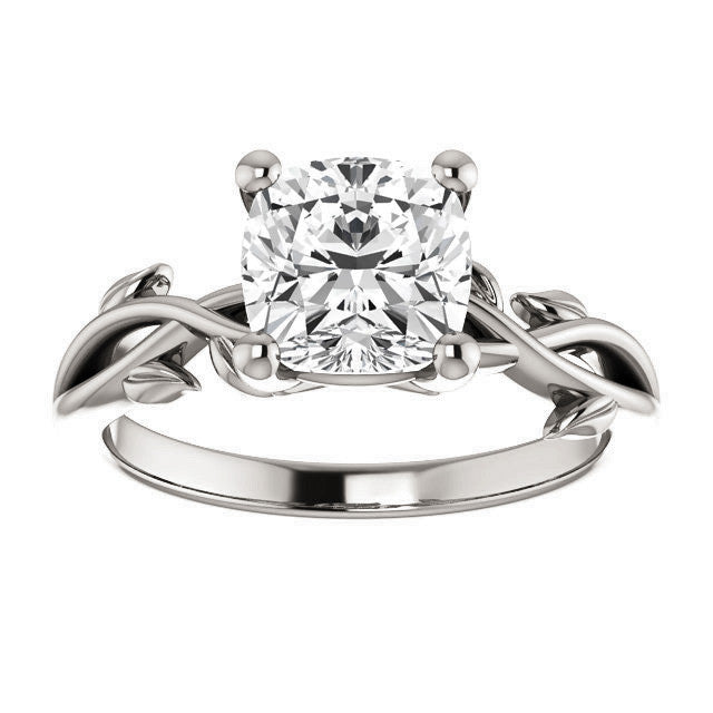 Cushion cut Solitaire with Floral Accents